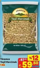 YÖREMCE YEŞİL MERCİMEK 1 KG fiyat ve kampanya bilgisi